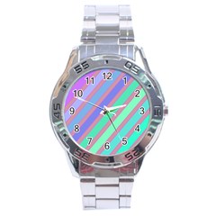 Pastel Colorful Lines Stainless Steel Analogue Watch by Valentinaart