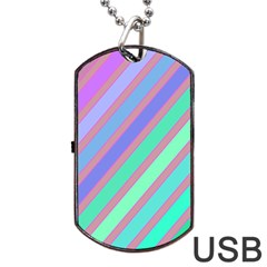 Pastel Colorful Lines Dog Tag Usb Flash (one Side) by Valentinaart