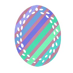 Pastel Colorful Lines Oval Filigree Ornament (2-side) 