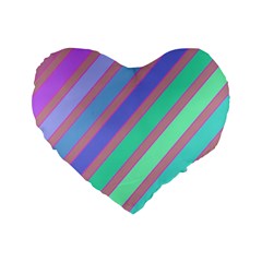 Pastel Colorful Lines Standard 16  Premium Heart Shape Cushions by Valentinaart