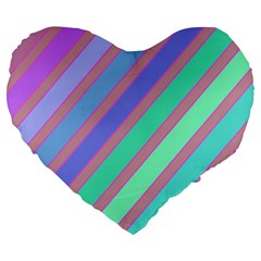 Pastel Colorful Lines Large 19  Premium Heart Shape Cushions