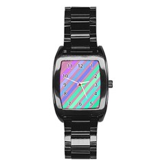 Pastel Colorful Lines Stainless Steel Barrel Watch by Valentinaart