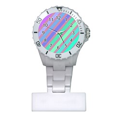 Pastel Colorful Lines Plastic Nurses Watch