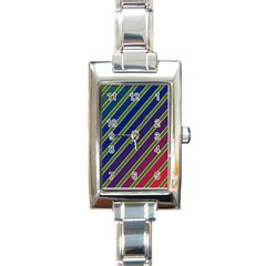 Decorative Lines Rectangle Italian Charm Watch