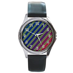 Decorative Lines Round Metal Watch by Valentinaart