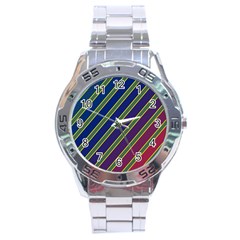 Decorative Lines Stainless Steel Analogue Watch