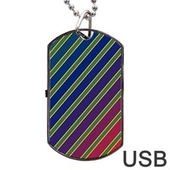 Decorative Lines Dog Tag Usb Flash (one Side) by Valentinaart