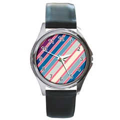 Colorful Lines Round Metal Watch