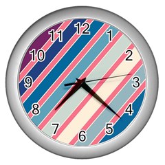 Colorful Lines Wall Clocks (silver)  by Valentinaart