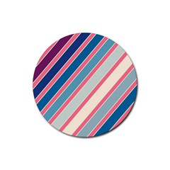 Colorful Lines Rubber Coaster (round)  by Valentinaart