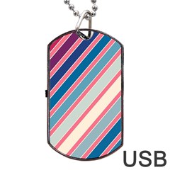 Colorful Lines Dog Tag Usb Flash (one Side)