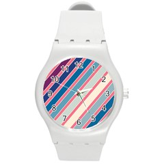 Colorful Lines Round Plastic Sport Watch (m) by Valentinaart