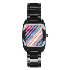 Colorful Lines Stainless Steel Barrel Watch