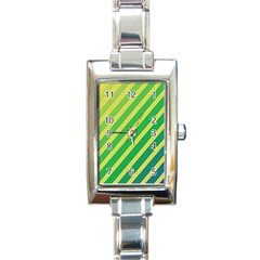 Green And Yellow Lines Rectangle Italian Charm Watch