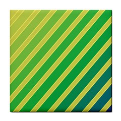 Green And Yellow Lines Tile Coasters