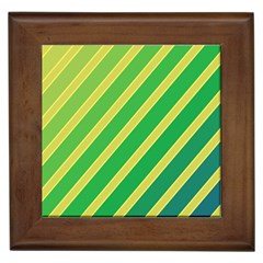 Green And Yellow Lines Framed Tiles by Valentinaart