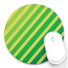 Green And Yellow Lines Round Mousepads