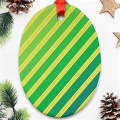 Green And Yellow Lines Ornament (oval) 