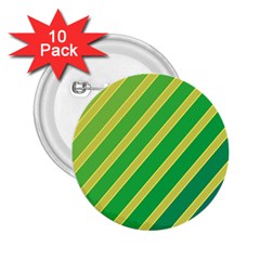 Green And Yellow Lines 2 25  Buttons (10 Pack) 