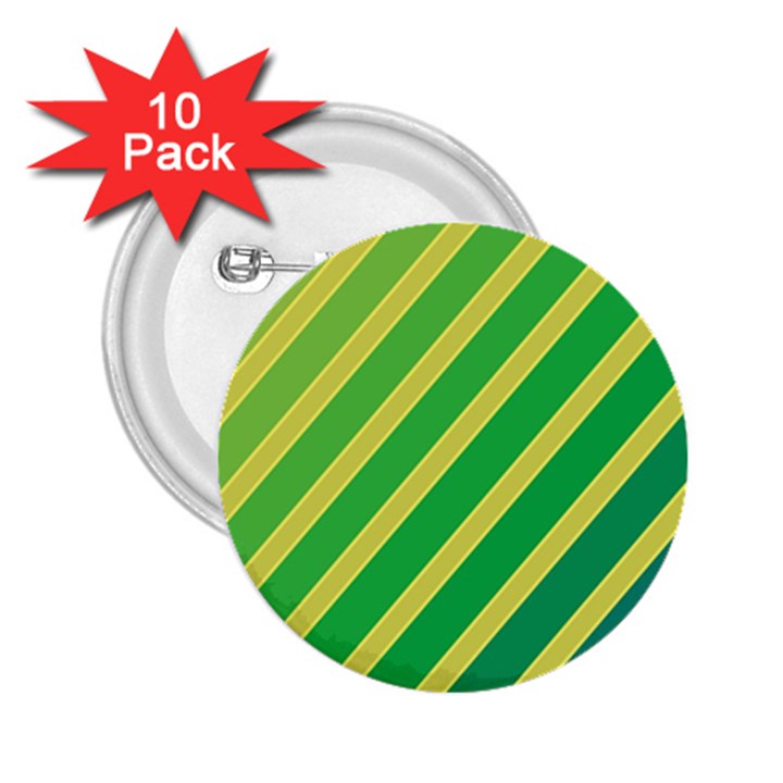 Green and yellow lines 2.25  Buttons (10 pack) 