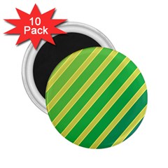 Green And Yellow Lines 2 25  Magnets (10 Pack) 