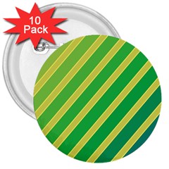 Green And Yellow Lines 3  Buttons (10 Pack) 