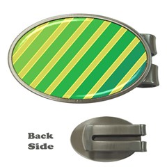 Green And Yellow Lines Money Clips (oval) 