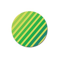 Green And Yellow Lines Magnet 3  (round)