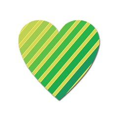 Green And Yellow Lines Heart Magnet