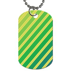 Green And Yellow Lines Dog Tag (one Side)