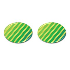 Green And Yellow Lines Cufflinks (oval)