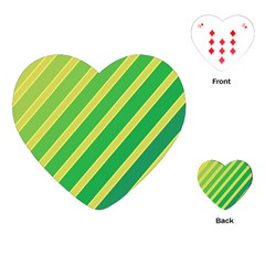 Green And Yellow Lines Playing Cards (heart)  by Valentinaart