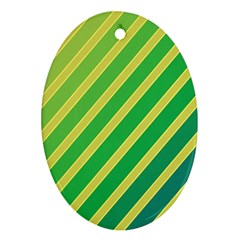 Green And Yellow Lines Oval Ornament (two Sides) by Valentinaart