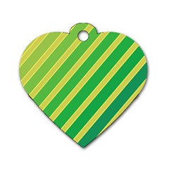 Green And Yellow Lines Dog Tag Heart (one Side) by Valentinaart