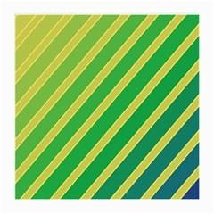 Green And Yellow Lines Medium Glasses Cloth (2-side) by Valentinaart