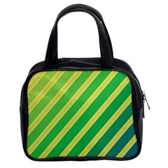 Green And Yellow Lines Classic Handbags (2 Sides)