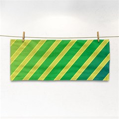 Green And Yellow Lines Hand Towel by Valentinaart