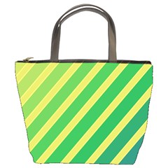 Green And Yellow Lines Bucket Bags