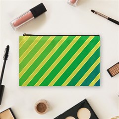 Green And Yellow Lines Cosmetic Bag (medium)  by Valentinaart