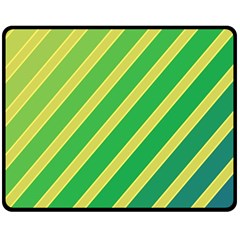 Green And Yellow Lines Fleece Blanket (medium)  by Valentinaart