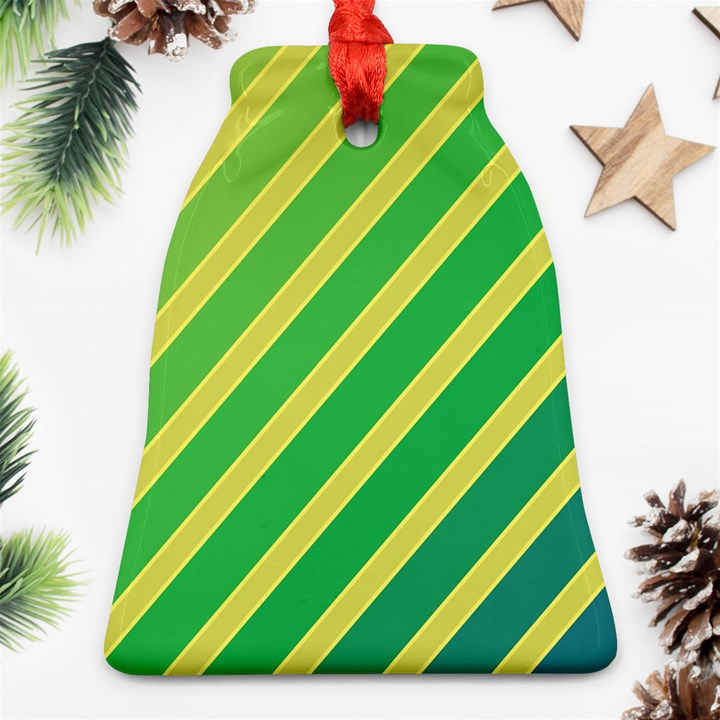 Green and yellow lines Bell Ornament (2 Sides)