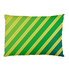 Green And Yellow Lines Pillow Case (two Sides)