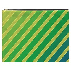 Green And Yellow Lines Cosmetic Bag (xxxl)  by Valentinaart