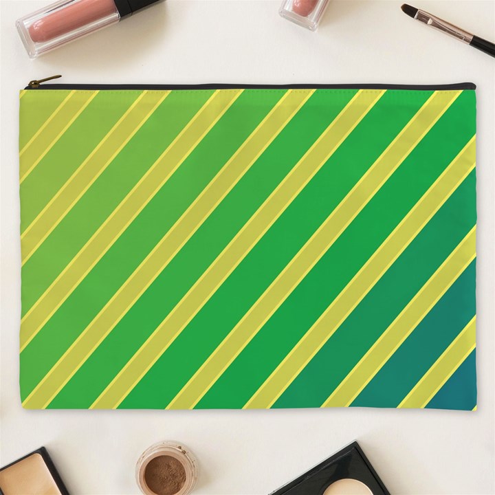 Green and yellow lines Cosmetic Bag (XXXL) 