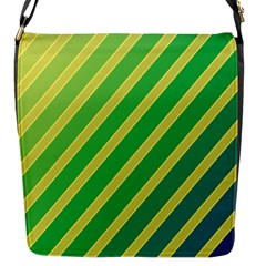 Green And Yellow Lines Flap Messenger Bag (s)