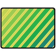 Green And Yellow Lines Double Sided Fleece Blanket (large) 