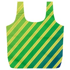 Green And Yellow Lines Full Print Recycle Bags (l) 