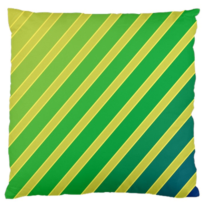 Green and yellow lines Standard Flano Cushion Case (Two Sides)