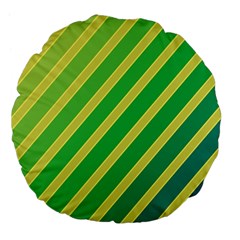 Green And Yellow Lines Large 18  Premium Flano Round Cushions