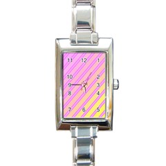 Pink And Yellow Elegant Design Rectangle Italian Charm Watch